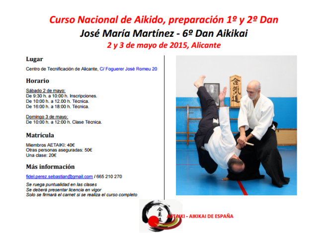 Curso de Aikido - José María Martínez Zufia (6ºDan Aikikai) - Alicante 2015