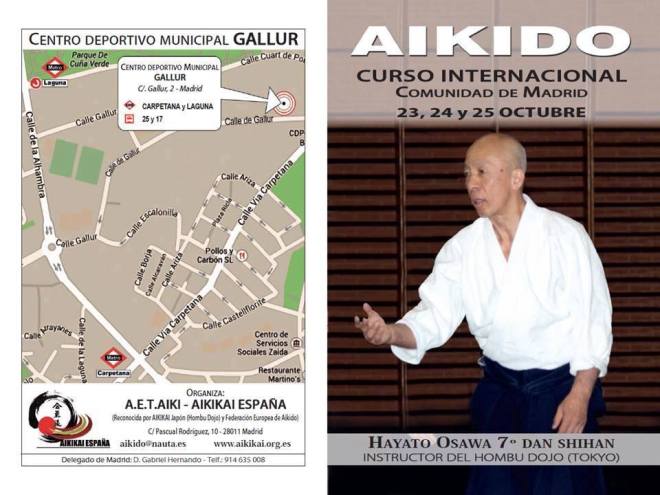 Osawa Shihan (7ºDan) - díptico curso AETAIKI 1/2 - Aikikai de España - Madrid, 23, 24 y 25 de octubre de 2015