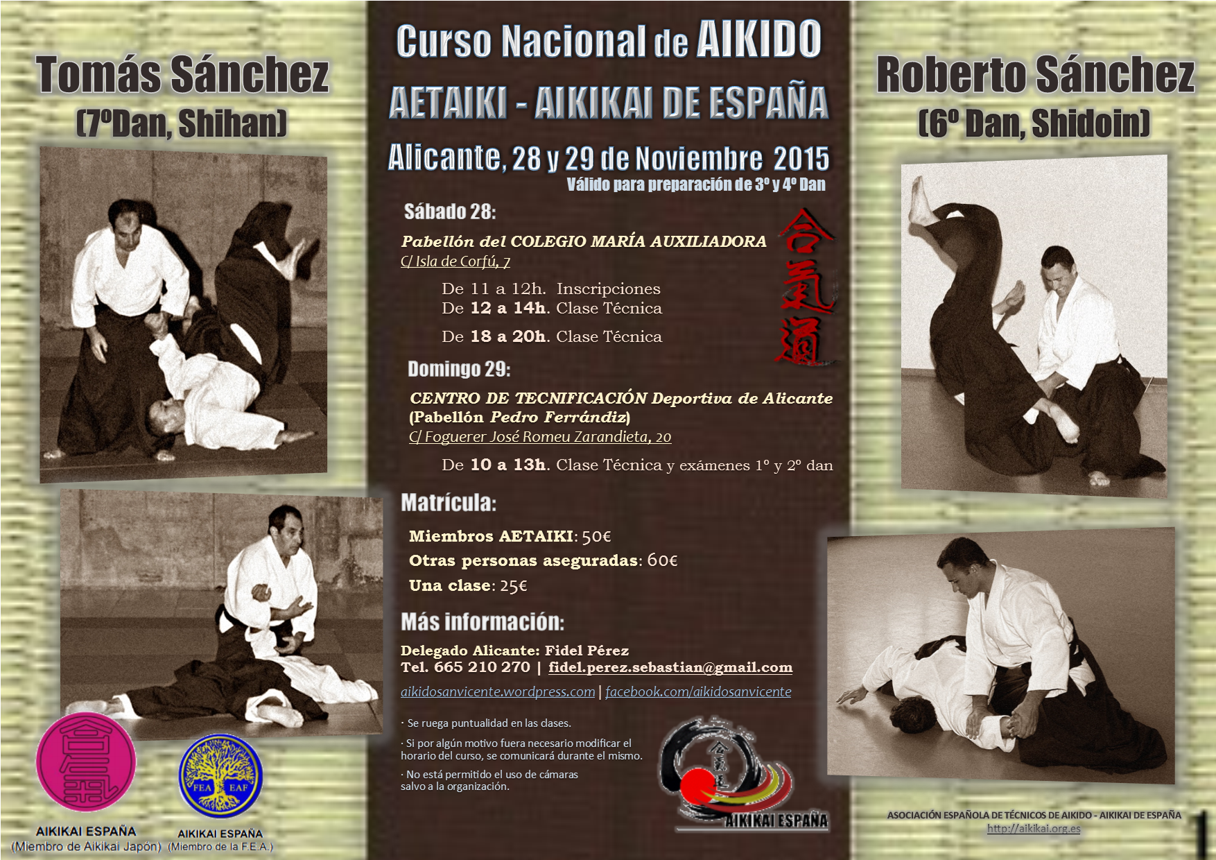 Curso Nacional de Aikido Aetaiki-Aikikai de España - Tomás Sánchez (7ºDan, Shihan) y Roberto Sánchez (6ºDan, Shidoin) - Alicante 2015
