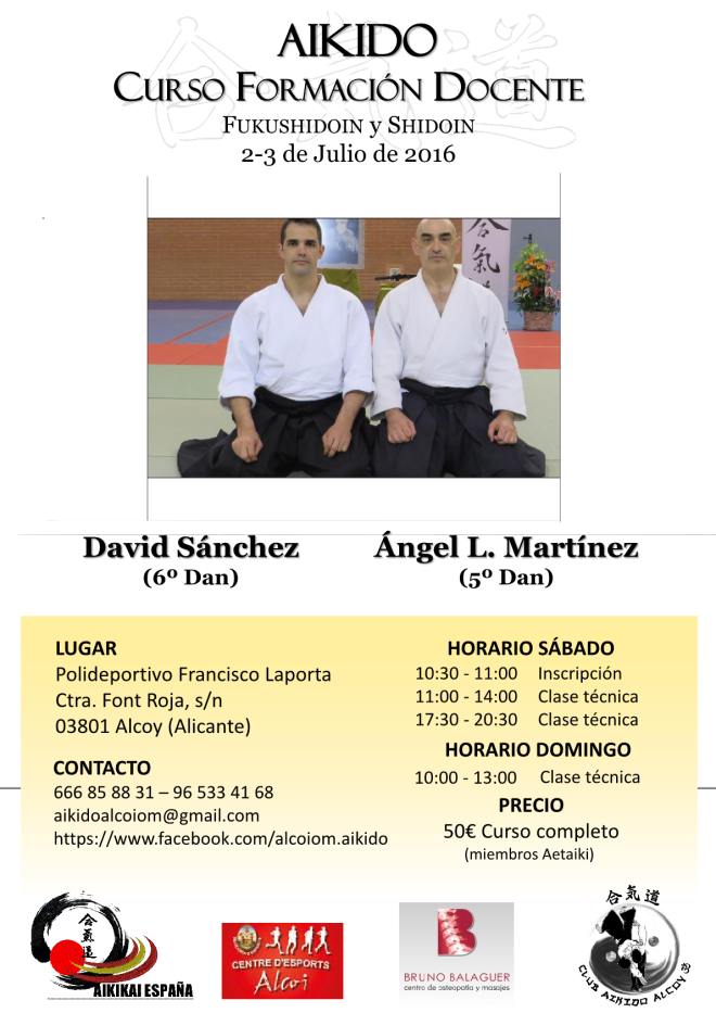 20160702 Curso de Aikido, formación docente. Alcoy (Alicante), 2016 - David Sánchez y Ángel L.Martínez